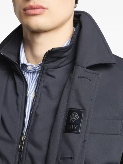 Fay Stand Up-collar Button-up Jacket In Blue