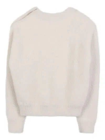 Michael Kors Button-detail Fuzzy Sweater In Gold