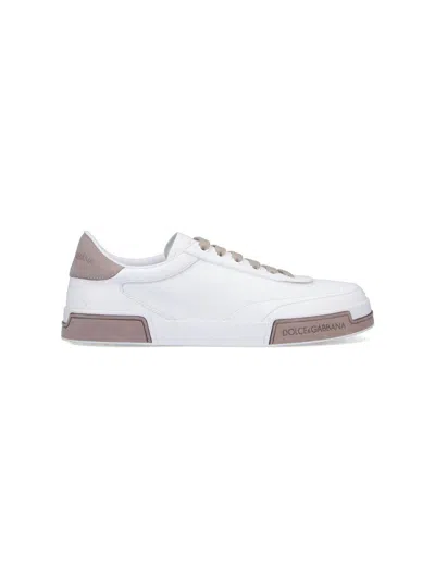 Dolce & Gabbana Portofino Yatch Sneakers In Calfskin Color White And Dove Grey In White