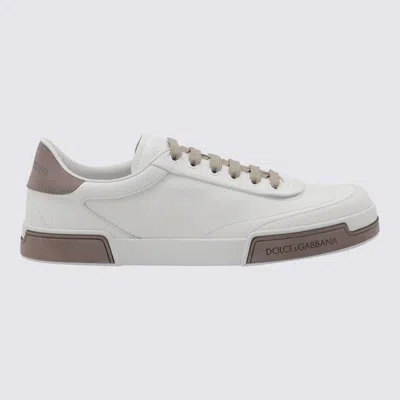 Dolce & Gabbana Portofino Yatch Sneakers In Calfskin Color White And Dove Grey In White