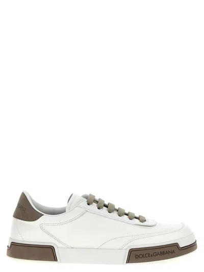 Dolce & Gabbana Portofino Yatch Sneakers In Calfskin Color White And Dove Grey In White