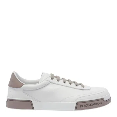 Dolce & Gabbana Portofino Yatch Sneakers In Calfskin Color White And Dove Grey In White