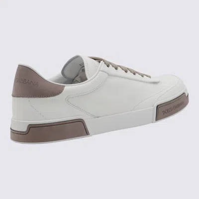 Dolce & Gabbana Portofino Yatch Sneakers In Calfskin Color White And Dove Grey In White
