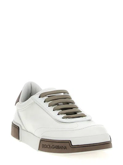 Dolce & Gabbana Portofino Yatch Sneakers In Calfskin Color White And Dove Grey In White