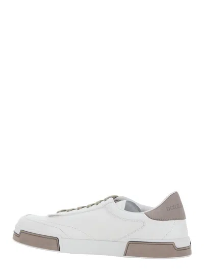 Dolce & Gabbana Portofino Yatch Sneakers In Calfskin Color White And Dove Grey In White
