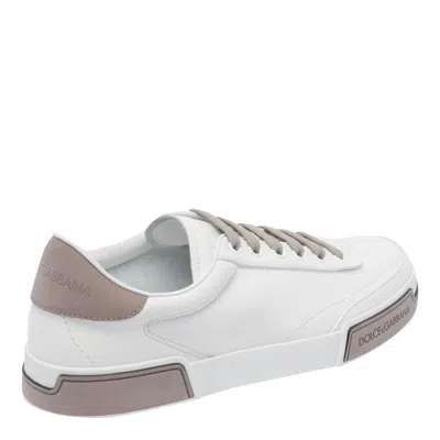 Dolce & Gabbana Portofino Yatch Sneakers In Calfskin Color White And Dove Grey In White