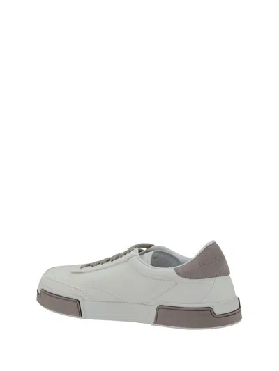 Dolce & Gabbana Portofino Yatch Sneakers In Calfskin Color White And Dove Grey In White