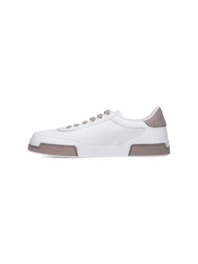 Dolce & Gabbana Portofino Yatch Sneakers In Calfskin Color White And Dove Grey In White