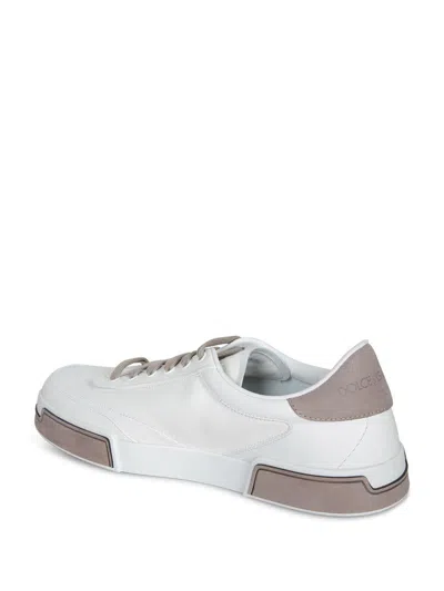 Dolce & Gabbana Portofino Yatch Sneakers In Calfskin Color White And Dove Grey In White