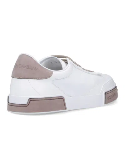 Dolce & Gabbana Portofino Yatch Sneakers In Calfskin Color White And Dove Grey In White