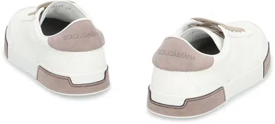 Dolce & Gabbana Portofino Yatch Sneakers In Calfskin Color White And Dove Grey In White