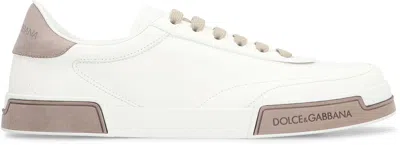 Dolce & Gabbana Portofino Yatch Sneakers In Calfskin Color White And Dove Grey In White