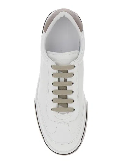 Dolce & Gabbana Portofino Yatch Sneakers In Calfskin Color White And Dove Grey In White