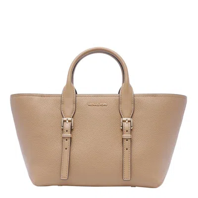 Michael Kors Calf Leather Shopping Bag In Beige