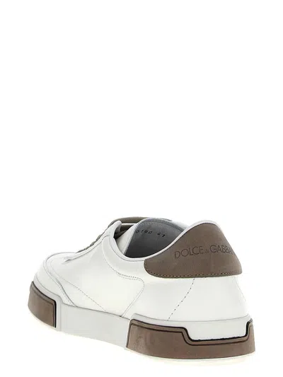 Dolce & Gabbana Portofino Yatch Sneakers In Calfskin Color White And Dove Grey In White