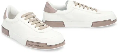 Dolce & Gabbana Portofino Yatch Sneakers In Calfskin Color White And Dove Grey In White