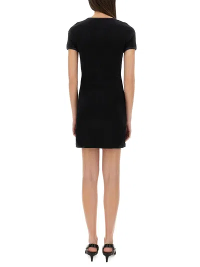 Courrèges Cotton Short Sleeves Mini Dress In Black