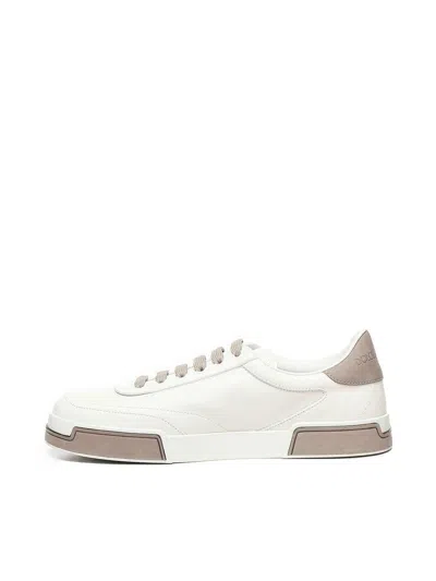 Dolce & Gabbana Portofino Yatch Sneakers In Calfskin Color White And Dove Grey In White