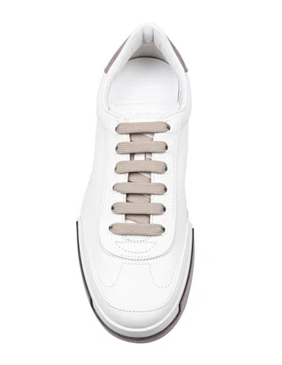 Dolce & Gabbana Portofino Yatch Sneakers In Calfskin Color White And Dove Grey In White