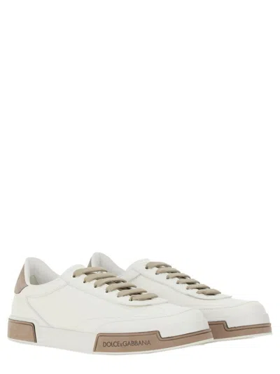 Dolce & Gabbana Portofino Yatch Sneakers In Calfskin Color White And Dove Grey In White