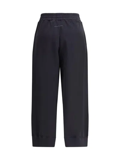 Mm6 Maison Margiela Black Track Pants With Cut-out Details In Blue