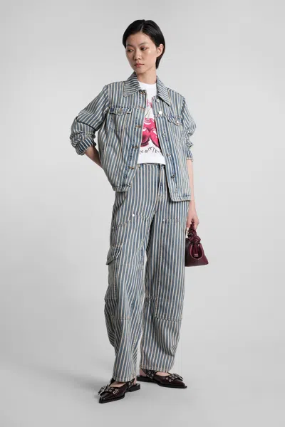 Ganni Denim Jackets In Blue Cotton In Blue