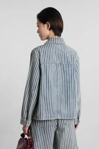 Ganni Denim Jackets In Blue Cotton In Blue
