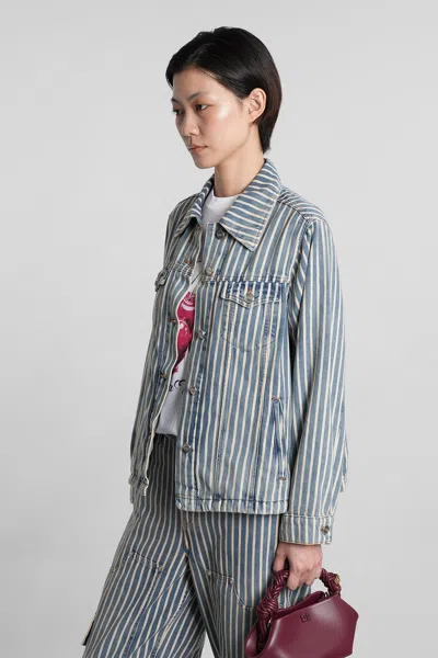 Ganni Denim Jackets In Blue Cotton In Blue