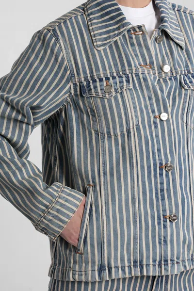 Ganni Denim Jackets In Blue Cotton In Blue