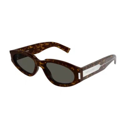 Saint Laurent Rectangular Frame Sunglasses In Brown