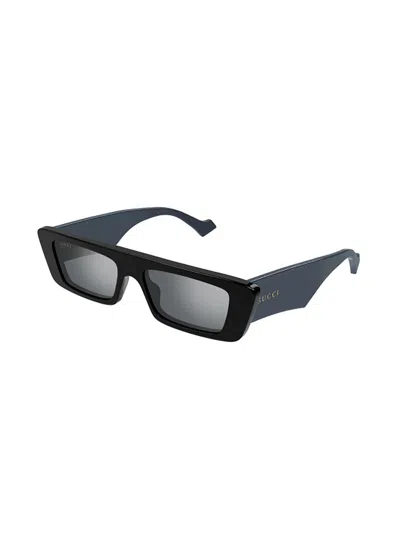 Gucci Black Rectangular-frame Sunglasses In Black