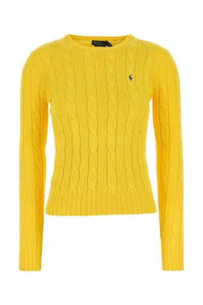 Polo Ralph Lauren Cable-knit Cotton Crewneck Sweater In Orange