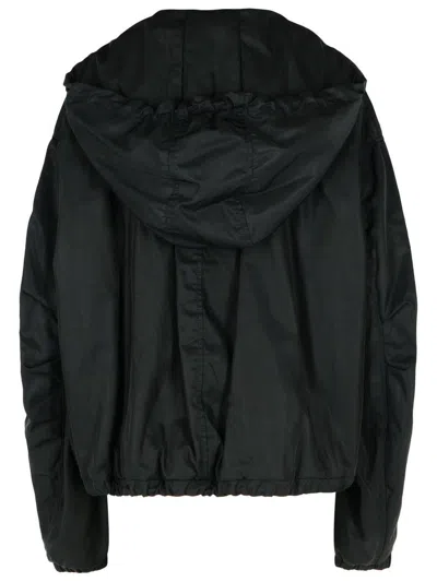 Attico The  Black Oversized Bomber With Drawstring