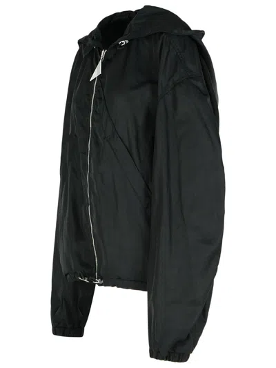 Attico The  Black Oversized Bomber With Drawstring