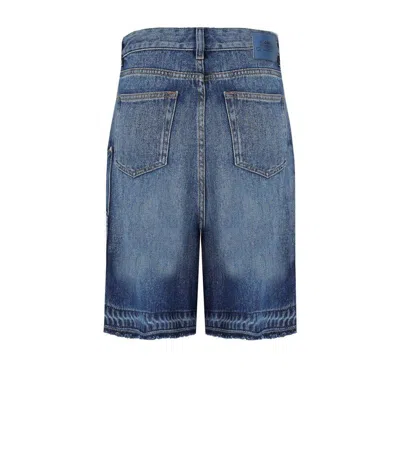Ganni Blue Shorts With Belt Loops And One Front Patch Pocket In Denim Woman In Blue