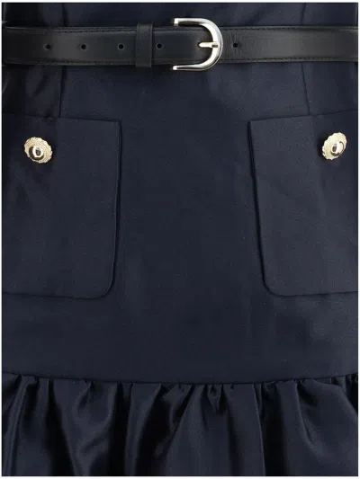 Self-portrait Crew Neck Taffeta Mini Dress With Ruffled Hem