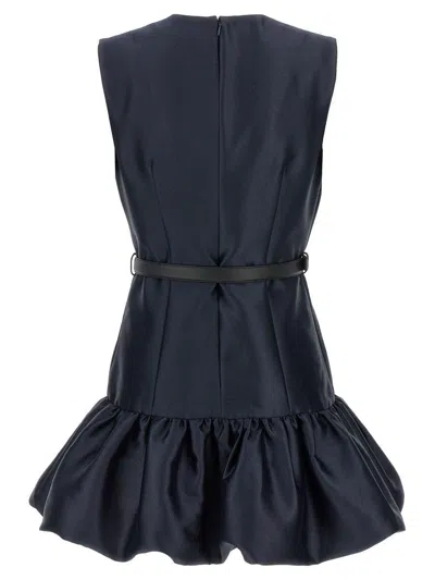 Self-portrait Crew Neck Taffeta Mini Dress With Ruffled Hem