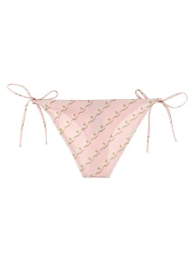 Versace Pink Silk Bikini Briefs With Graphic Print In Pink