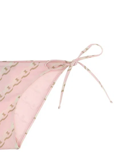 Versace Pink Silk Bikini Briefs With Graphic Print In Pink
