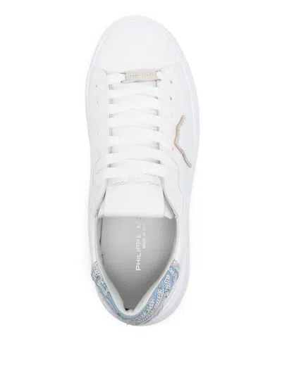 Philippe Model White 'temple' Sneakers In Leather With Paillettes