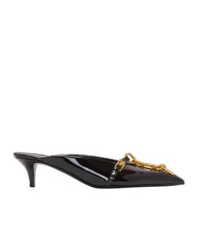 Balmain Sync Patent Leather Mules With Pointed Toe