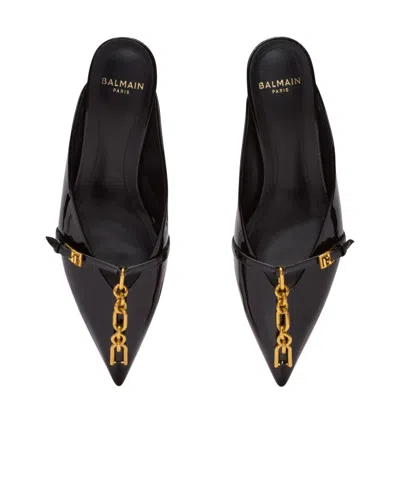Balmain Sync Patent Leather Mules With Pointed Toe