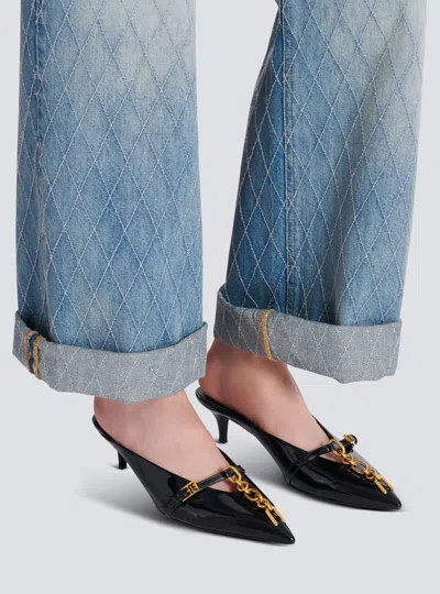 Balmain Sync Patent Leather Mules With Pointed Toe