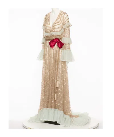 Valentino Long Sleeve Dress In Gold