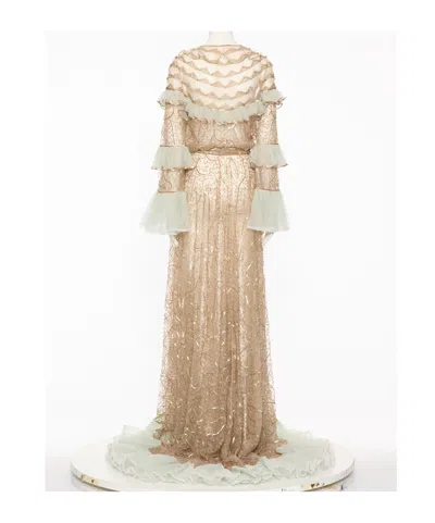 Valentino Long Sleeve Dress In Gold