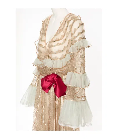 Valentino Long Sleeve Dress In Gold