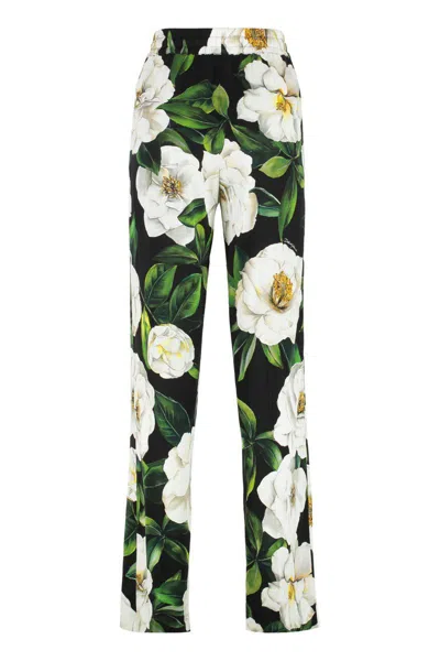 Dolce & Gabbana Gardenia Print Stretch Silk Charmeuse Pajama Pants