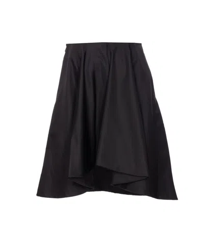 Alexander Mcqueen Midi Ruched Skirt In Black