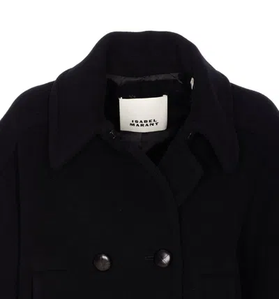 Isabel Marant Étoile Double-breasted Coat With Notched Lapels And Front Pockets In Black