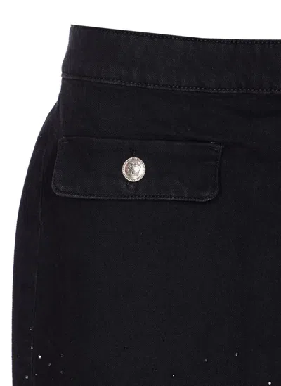 Liu •jo Embellished-crystal Pocket Mini Skirt In Black
